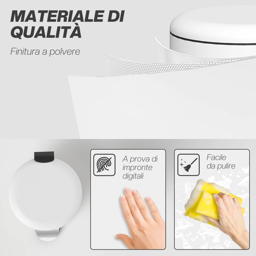 Bidone Immondizia a Pedale ¨C zephmum ¨C Crema, Metallo e PP, 36x30x44.5 cm