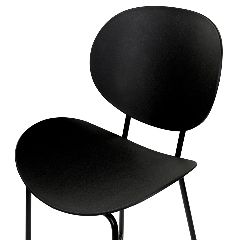 Set di 2 sedie da pranzo in materiale sintetico nero e gambe metallo stile moderno soggiorno cucina