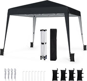 Gazebo da Giardino 3 x 3 M, Tendone Parasole con Telo Impermeabile e Resistente, Sacchi di Sabbia, Pieghevole, Portatile e Altezza Regolabile, per Esterno, Mercati, Fiere e Campeggio (Nero)