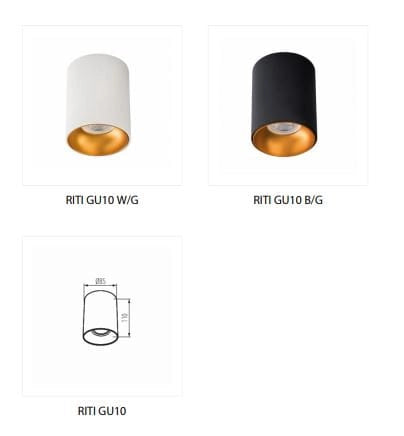 Faretto soffitto Kanlux RITI GU10 bianco oro alluminio