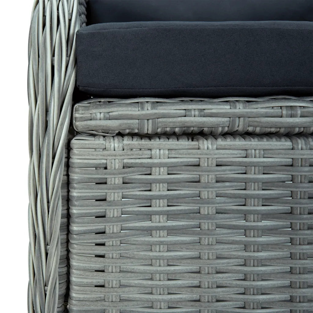 Set da Pranzo da Giardino 7 pz Grigio Chiaro in Polyrattan cod mxl 41205