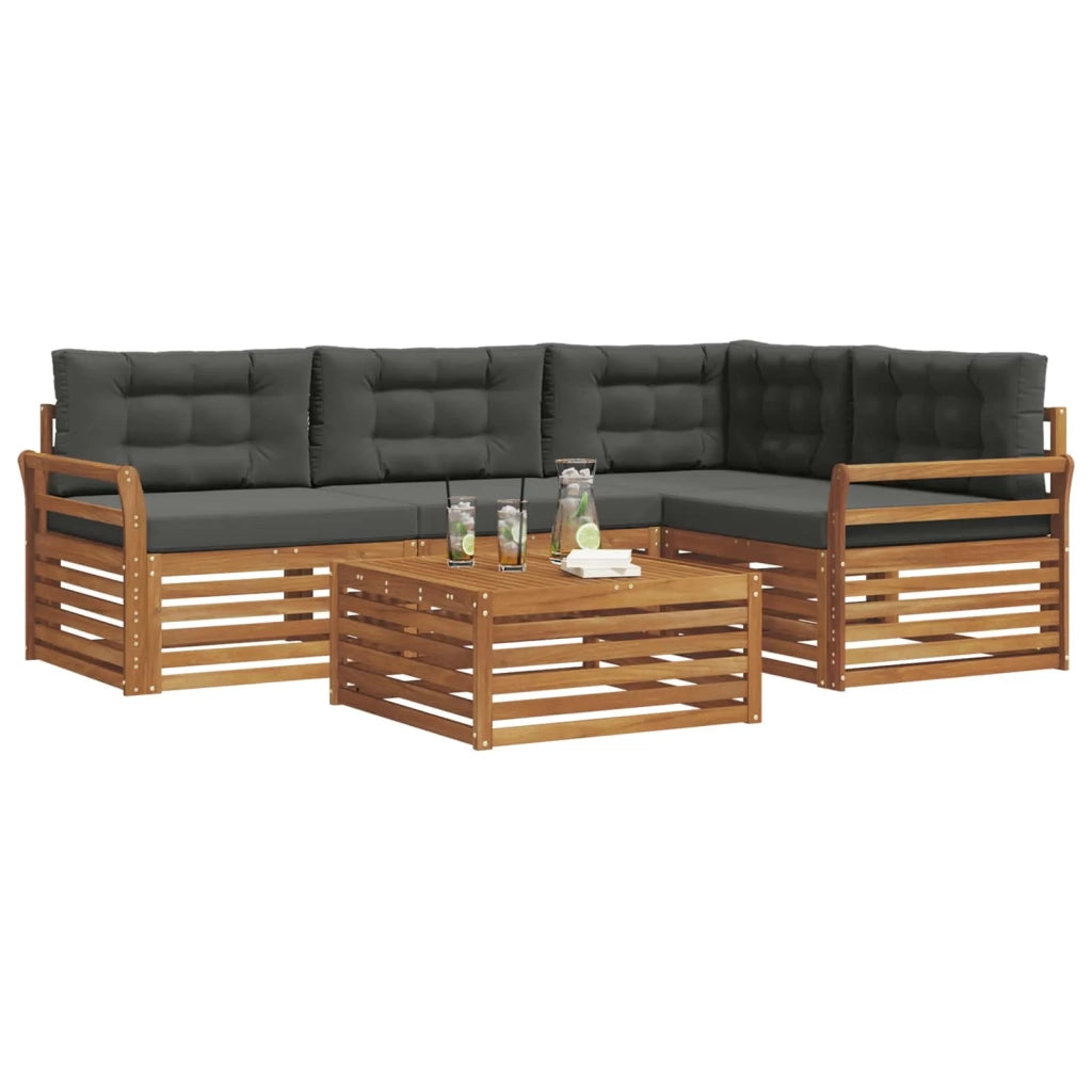 Set di divani da esterno con cuscino 5 pcs Naturale e Antracite 3373422