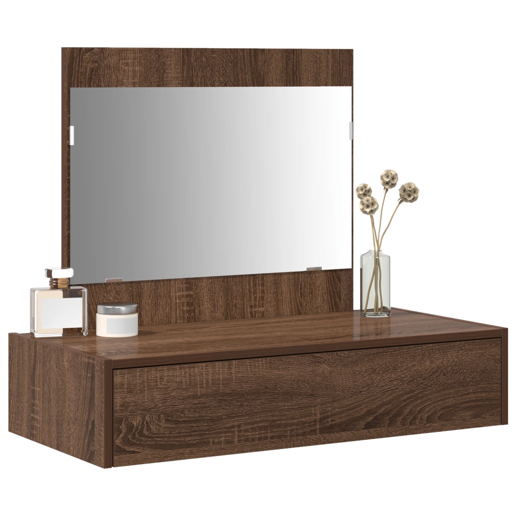 Tavolo da toeletta appendibile in rovere marrone 83x40x70 cm