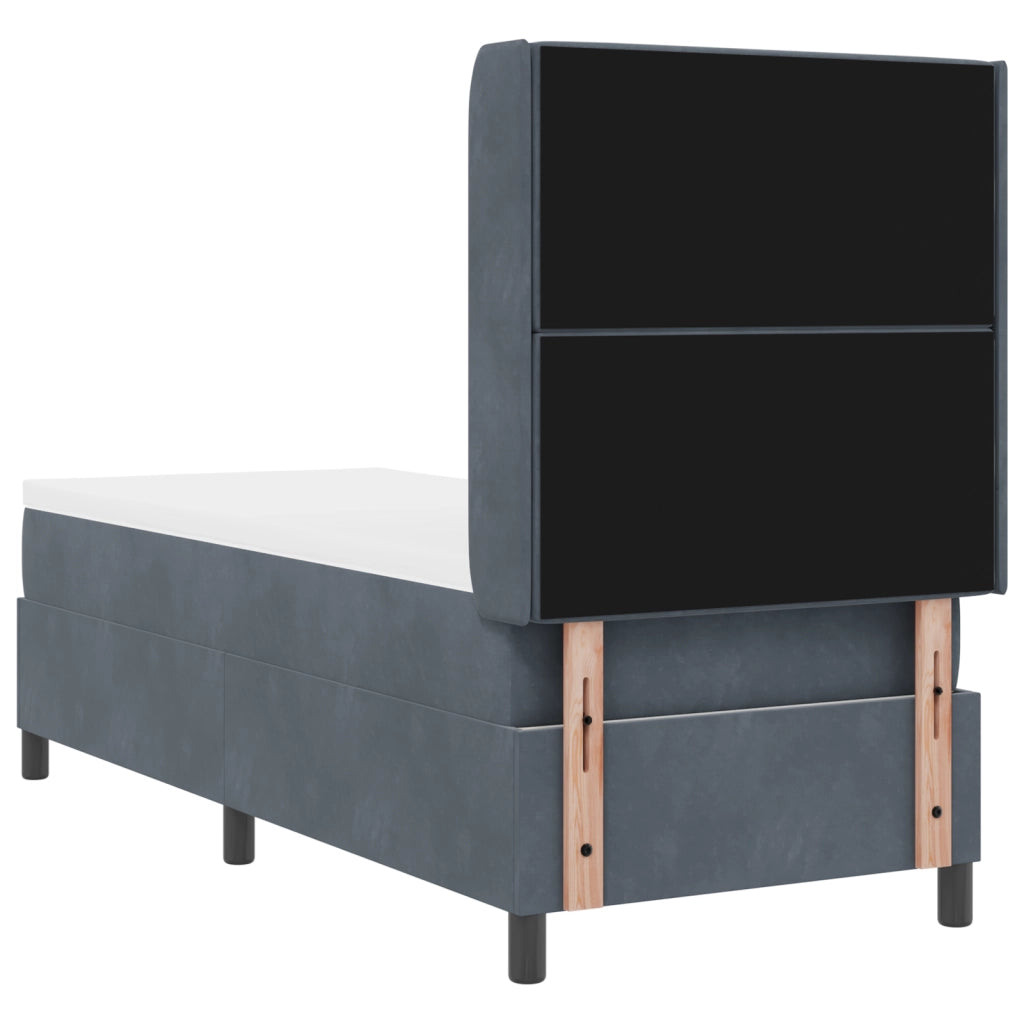 Letto Box Spring con Materasso & LED Grigio Scuro 80x200 cm Velluto