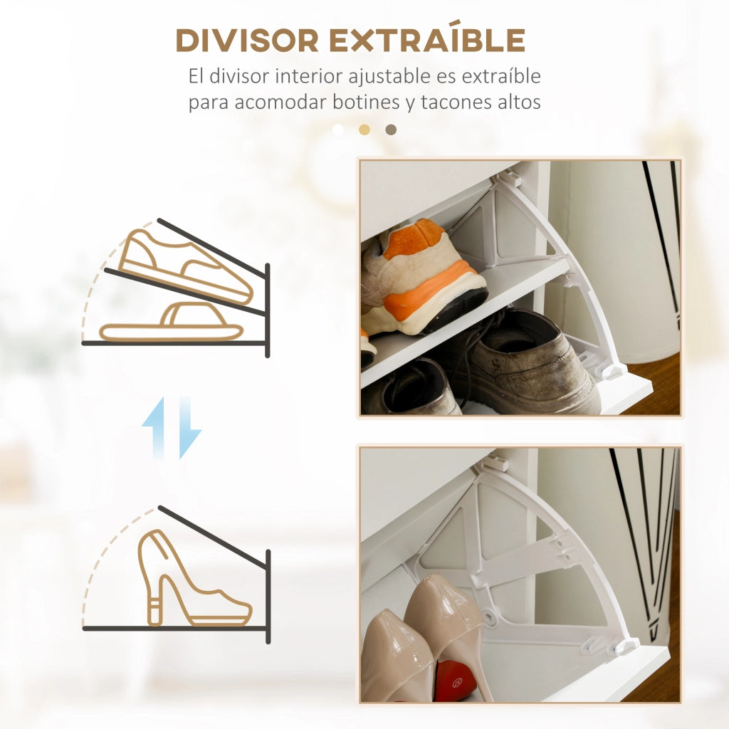 Armadio per scarpe con 2 cassetti ¨C Zephmum ¨C Bianco 80x30x91,5 cm