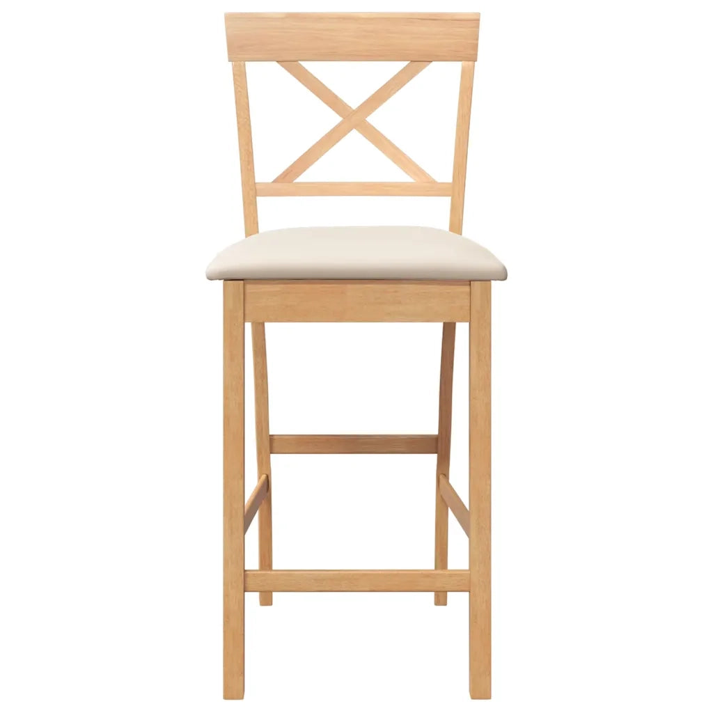 vidaXL Sgabelli da Bar con Cuscini 2pz Naturale Legno Massello Hevea