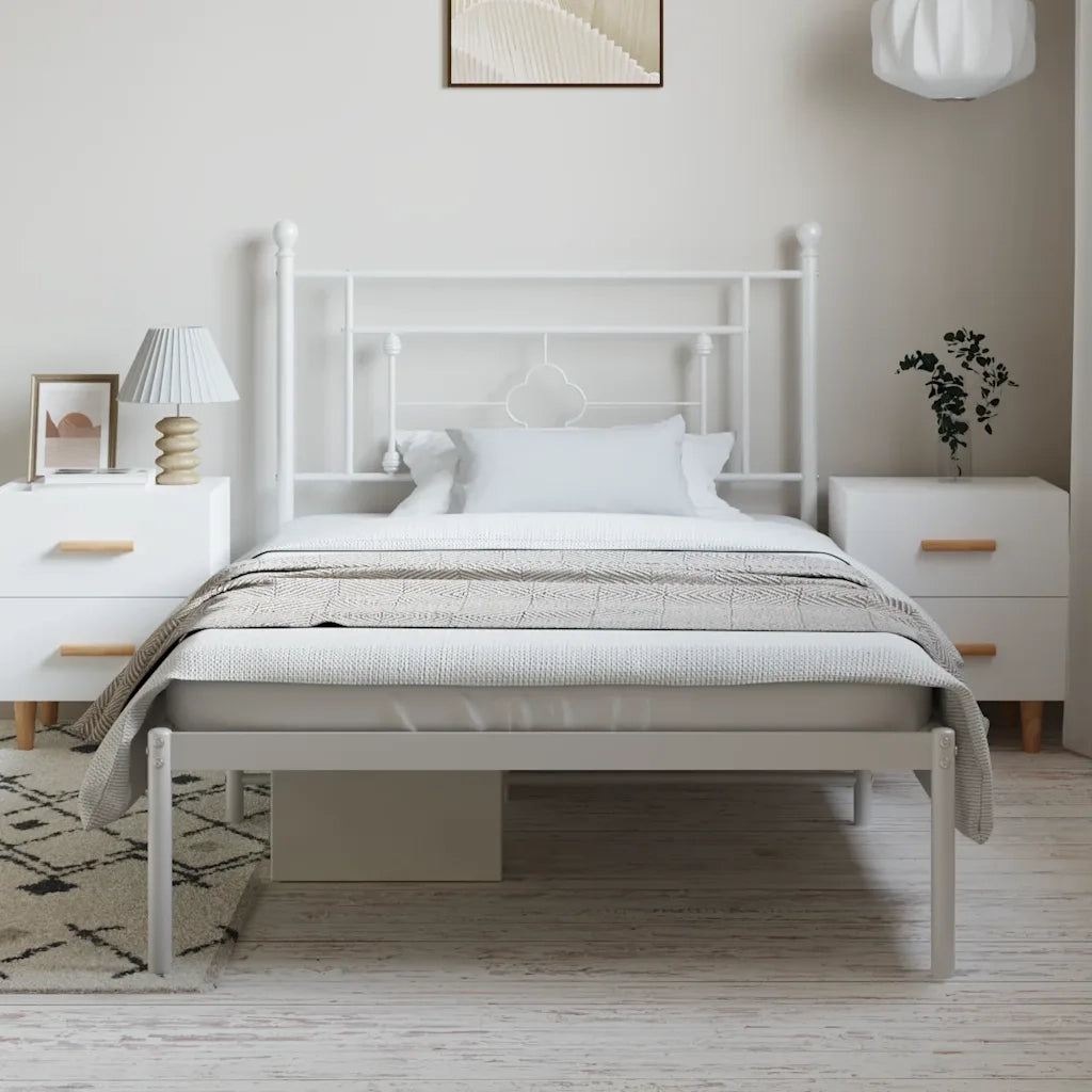Giroletto con Testiera Metallo Bianco 100x200 cmcod mxl 85732