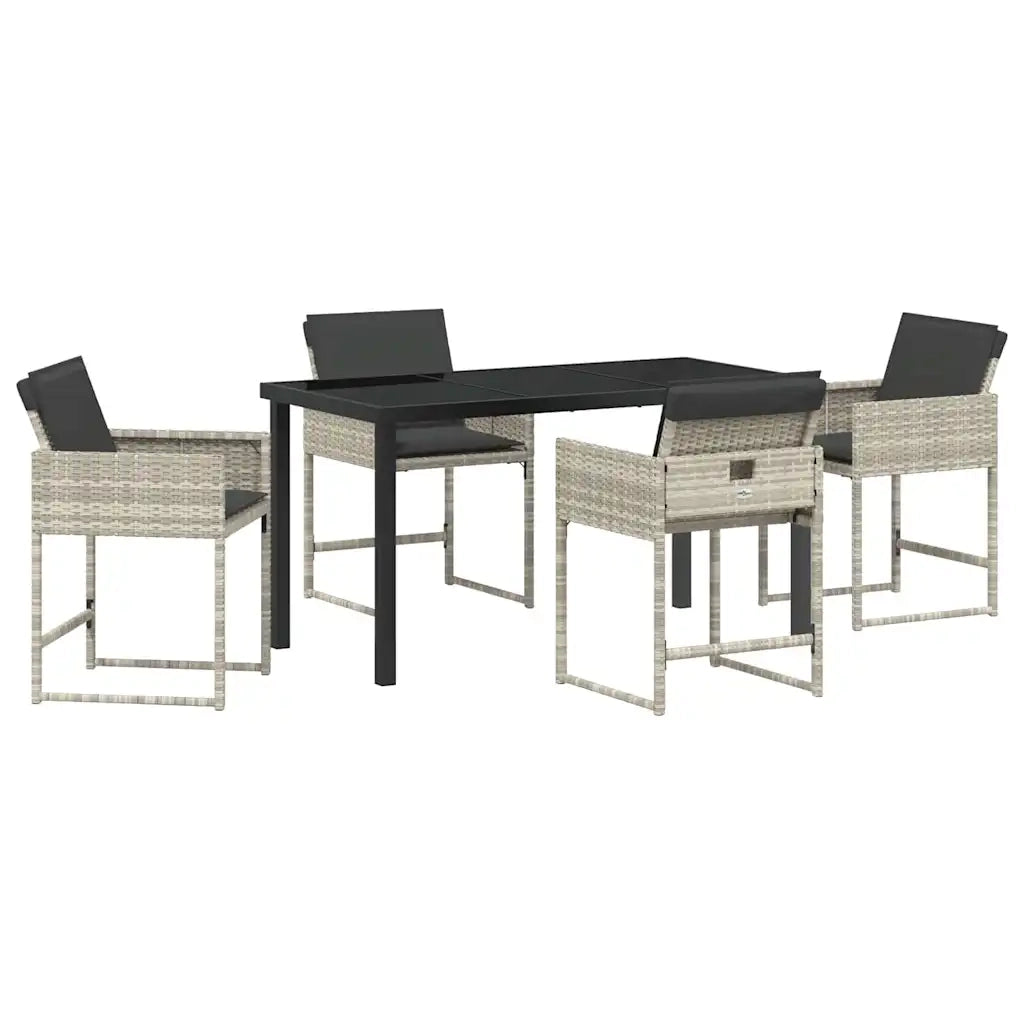 Set da Pranzo per Giardino 5 pz | Set Salotto da Giardino Grigio chiaro polyrattan