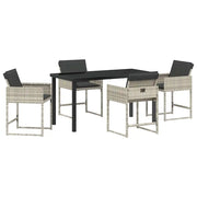 Set da Pranzo per Giardino 5 pz | Set Salotto da Giardino Grigio chiaro polyrattan