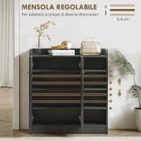 Armadio Scarpiera Salvaspazio Regolabile, Scarpiera Moderna in Legno per 12 Paia di Scarpe con 4 Ripiani Aperti, 83x30x90 cm, Nero