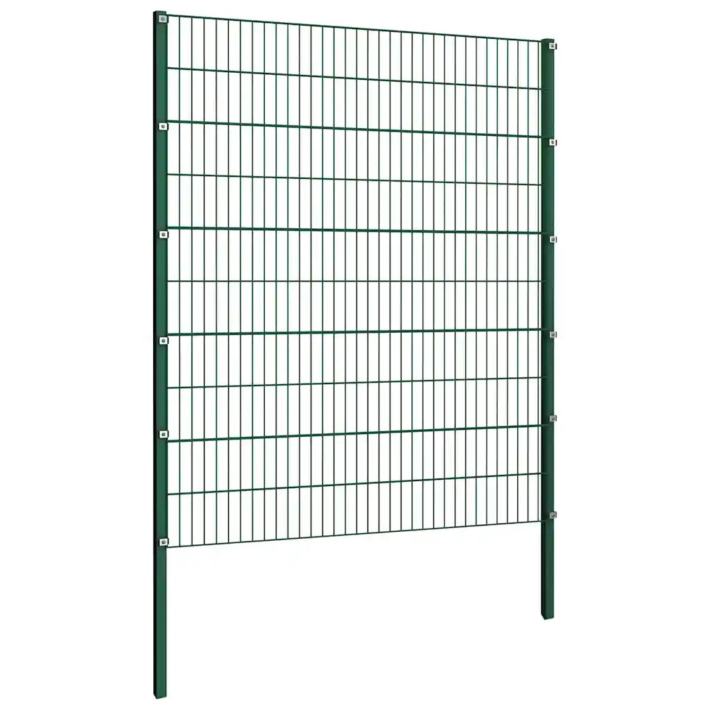 Pannello di recinzione con pali in ferro 1557,5x200 cm verde 278687