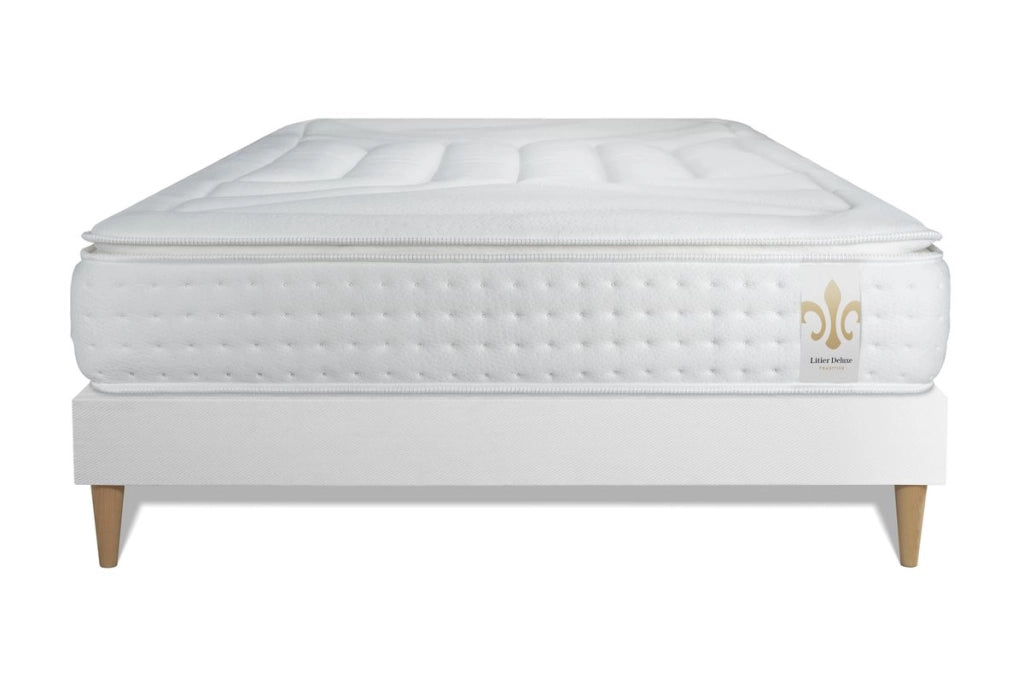 Pacchetto letto completo - Materasso 200x200cm + Box spring con doghe (kit) + 2 cuscini + Piumino - Vingt-Quatre PLUS