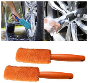 Set di pulizia ruote 2 in 1 - Microfibra - Piastra di pulizia ruote senza residui - Per ruote in alluminio - Adatto per auto/moto - Dimensioni 27 x 5 cm - Spazzola per ruote