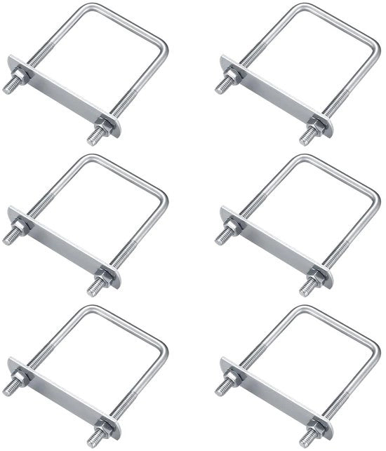 Set di 6 U-Bout Vierkante Beugel in Acciaio Inox 304 per Auto, Barche, Riparazioni con Mozzo - Duraturo e Versatile
