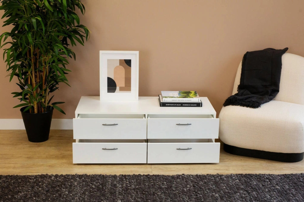 Cassettiera Gignod, Settimino multiuso, Comò camera da letto, Mobile con cassetti, 111x52 h35 cm, Bianco