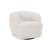Poltrona girevole 360º in metallo e bouclé, crema