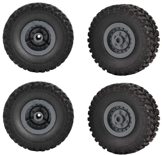 Ruote in Gomma Duraturo - Set di 4 Ruote Zwenk per Auto RC - Materiale di Alta Qualità - Stabilità - Compatibile 1/16 - Pneumatici per Rc