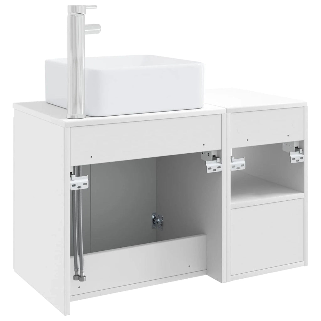 Set di mobili per il bagno 2 pz Bianco Legno ingegnerizzato 3404044