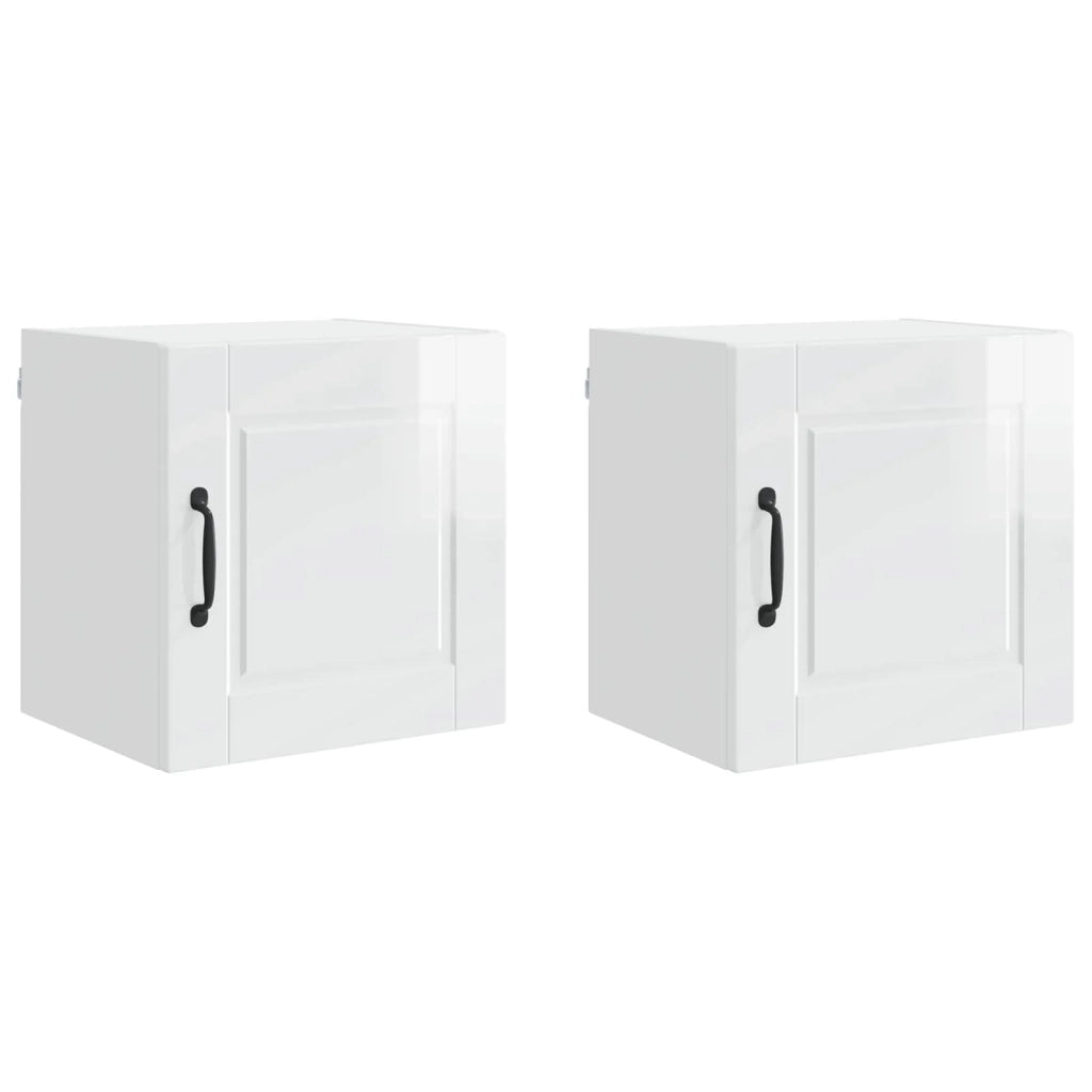 Set di 2 pensili da cucina moderni 40 x 31 x 40 cm in legno composito bianco lucido 02_0054230