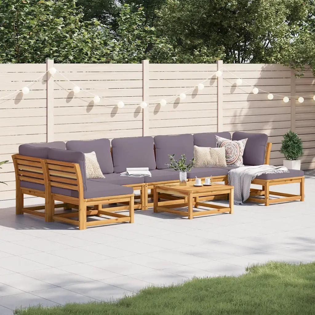 Set Salotto da Giardino 8 pz con Cuscini Legno Massello Acacia