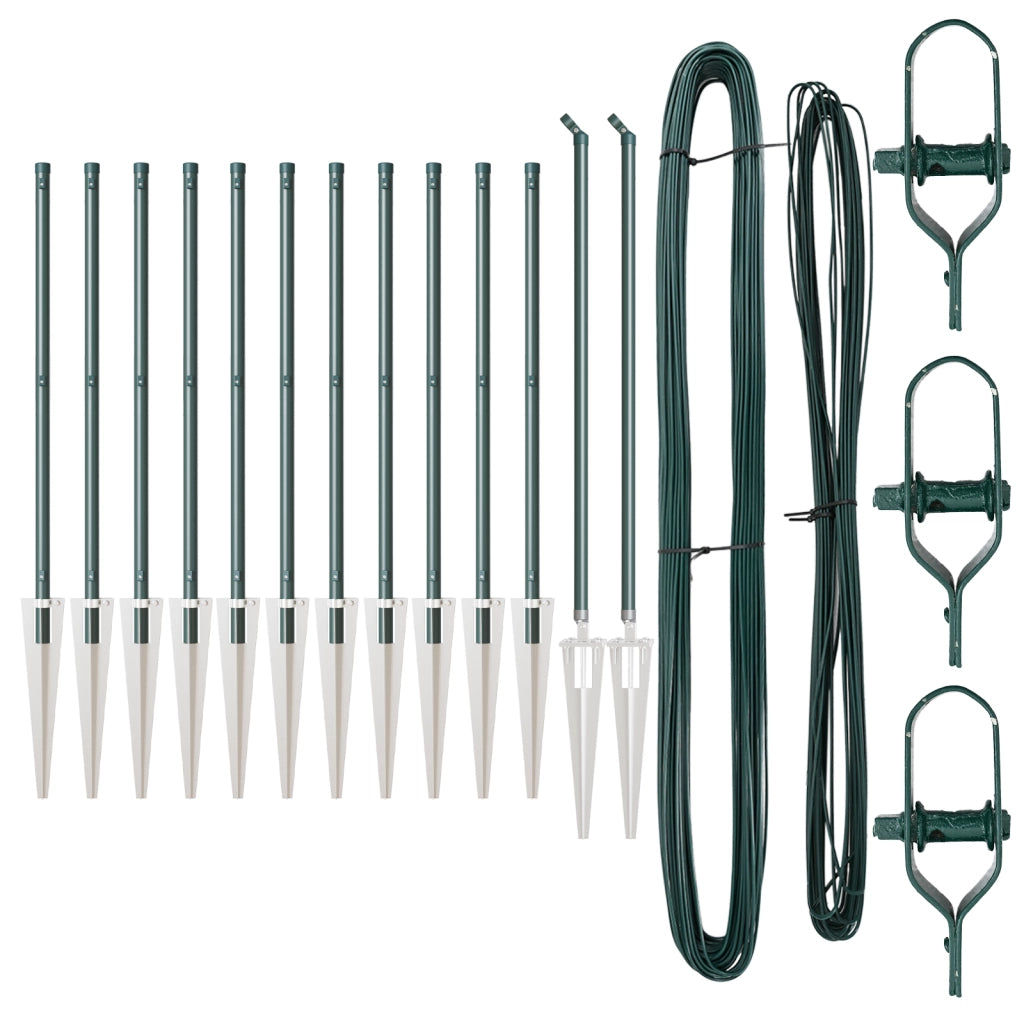Pali di Recinzione con Punta 13 pz Ã˜32 mm 80 cm in Acciaio Zincato