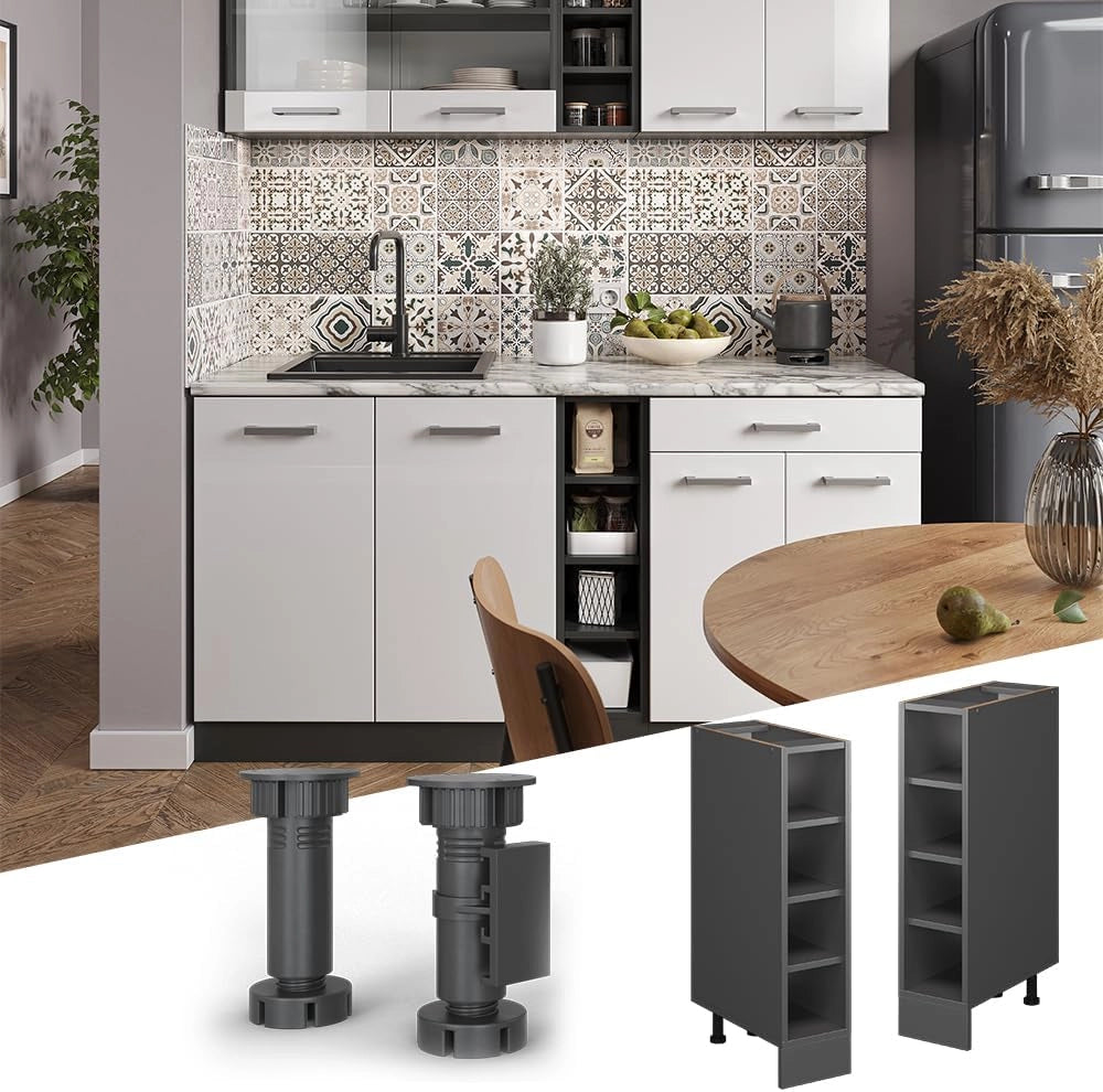 Scaffale da cucina R-Line, Antracite, 20 cm senza piano di lavoro, per la libera combinazione all'interno di sistemi cucina modulari