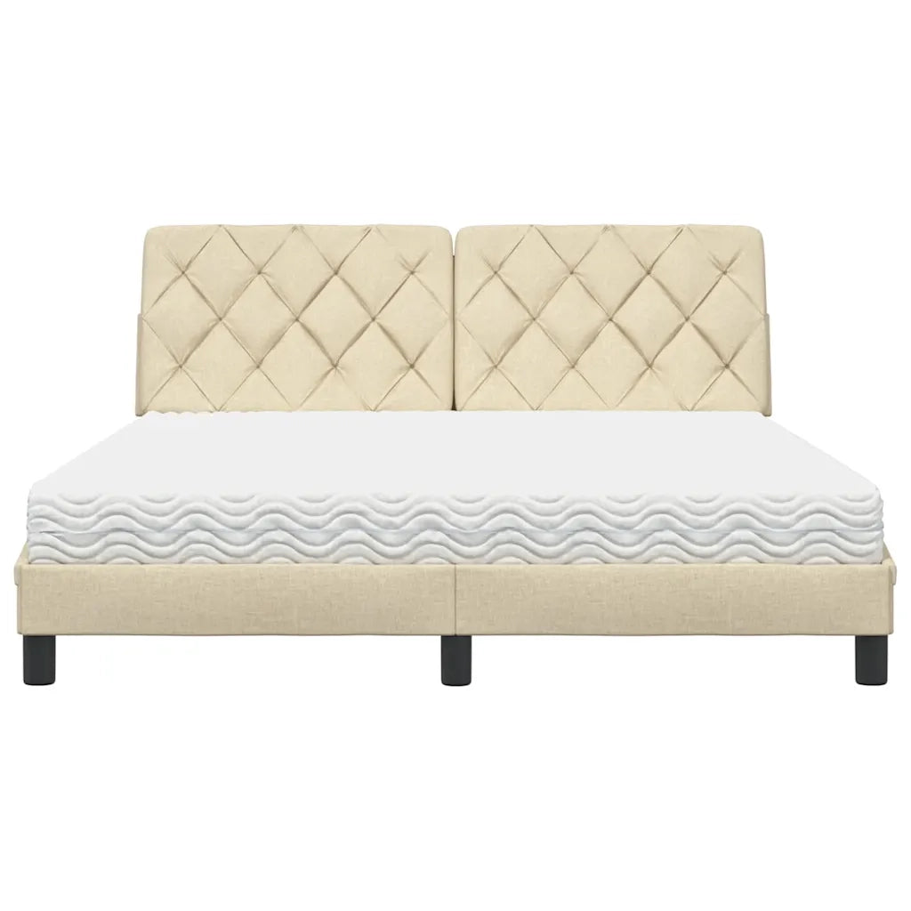 Letto con Materasso Crema 160x200 cm in Tessuto 3310753