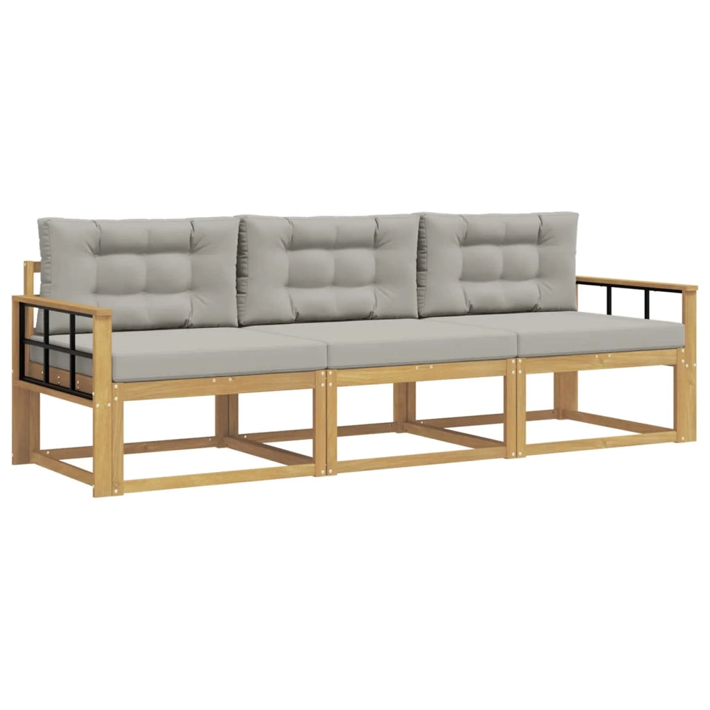 Set di divani da esterno 3 pcs Bianco e Grigio Chiaro