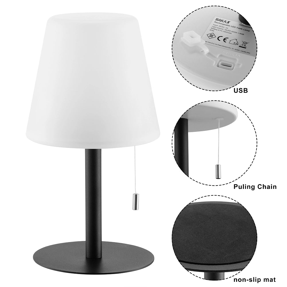 Lampada da Tavolo Ø16,5x30 cm con Luce RGB Senza Fili Ricaricabile Portatile per Interni ed Esterni Bianco e Nero