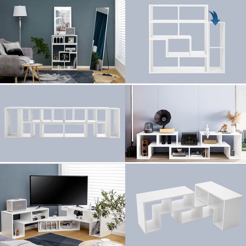 Set di mobili per TV da 3 pezzi, tavolo per TV da 50-65 pollici, multifunzionale stand a terra con 6 scomparti, combinabile liberamente a seconda dello spazio, per soggiorno e camera da letto