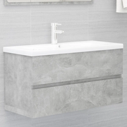 Mobile con Lavabo Integrat-Armadietto da Cucina-Lavandinoo Grigio Cemento in Legno Multistrato 142385