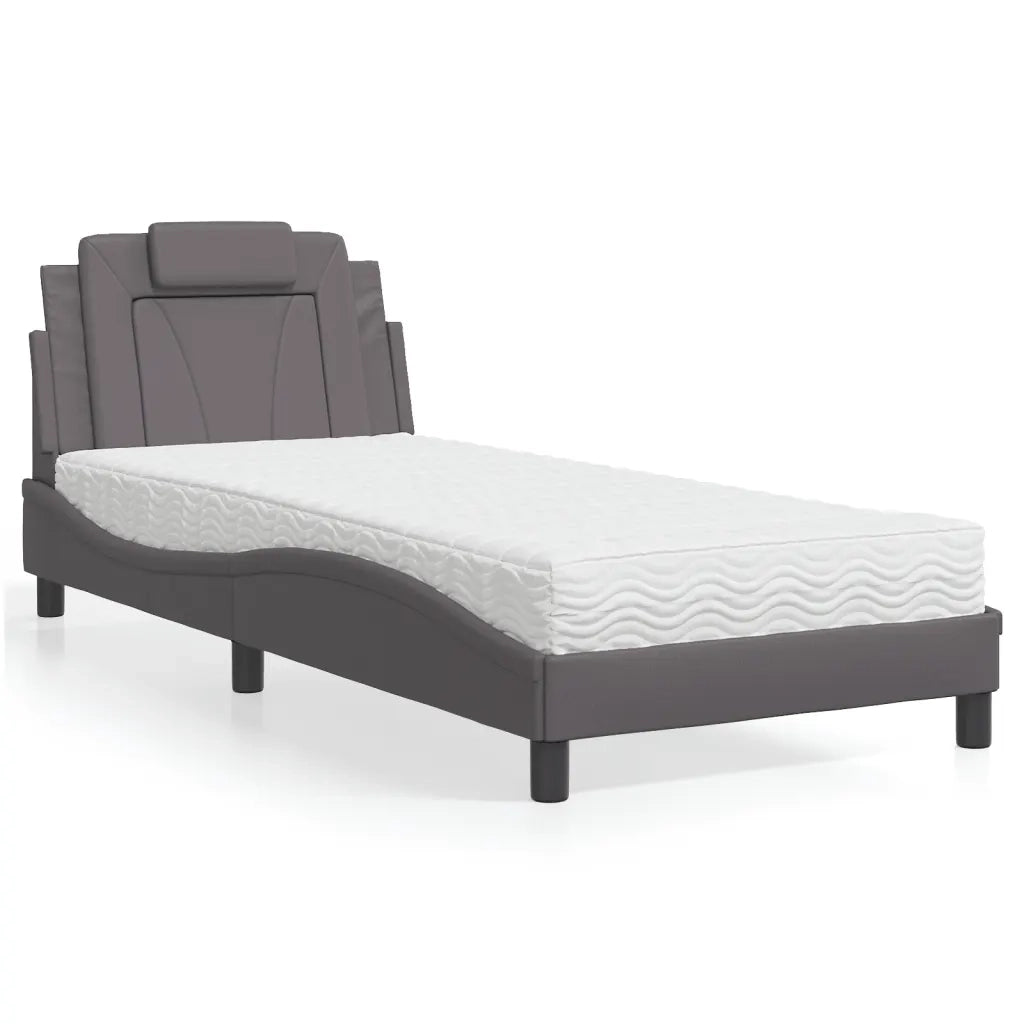 Letto Viana con Materasso Grgio 80x200 cm in Similpelle 3208757