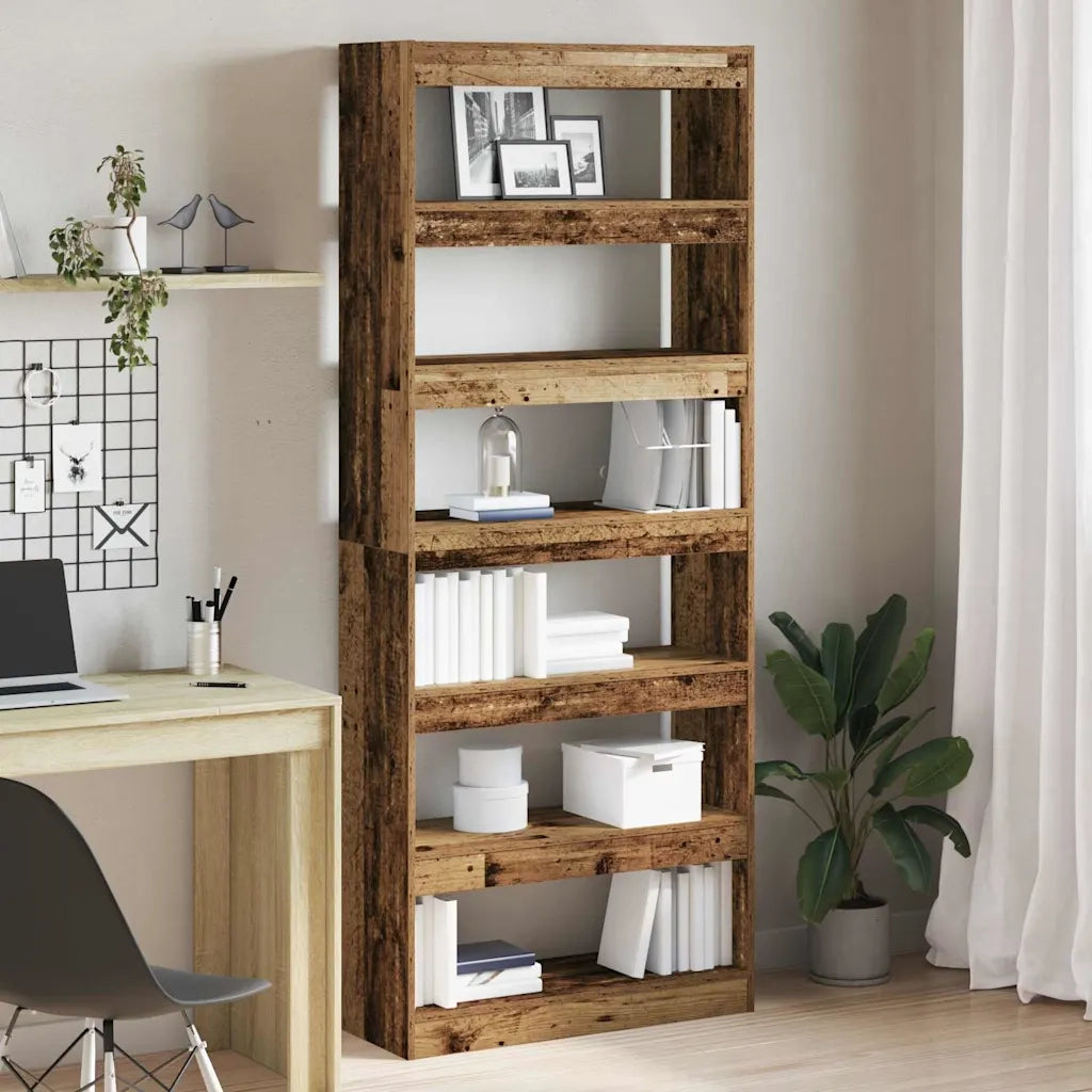 Armadio per Libri 6 livelli 80 x 30 x 198 cm Legno vecchio 3333921