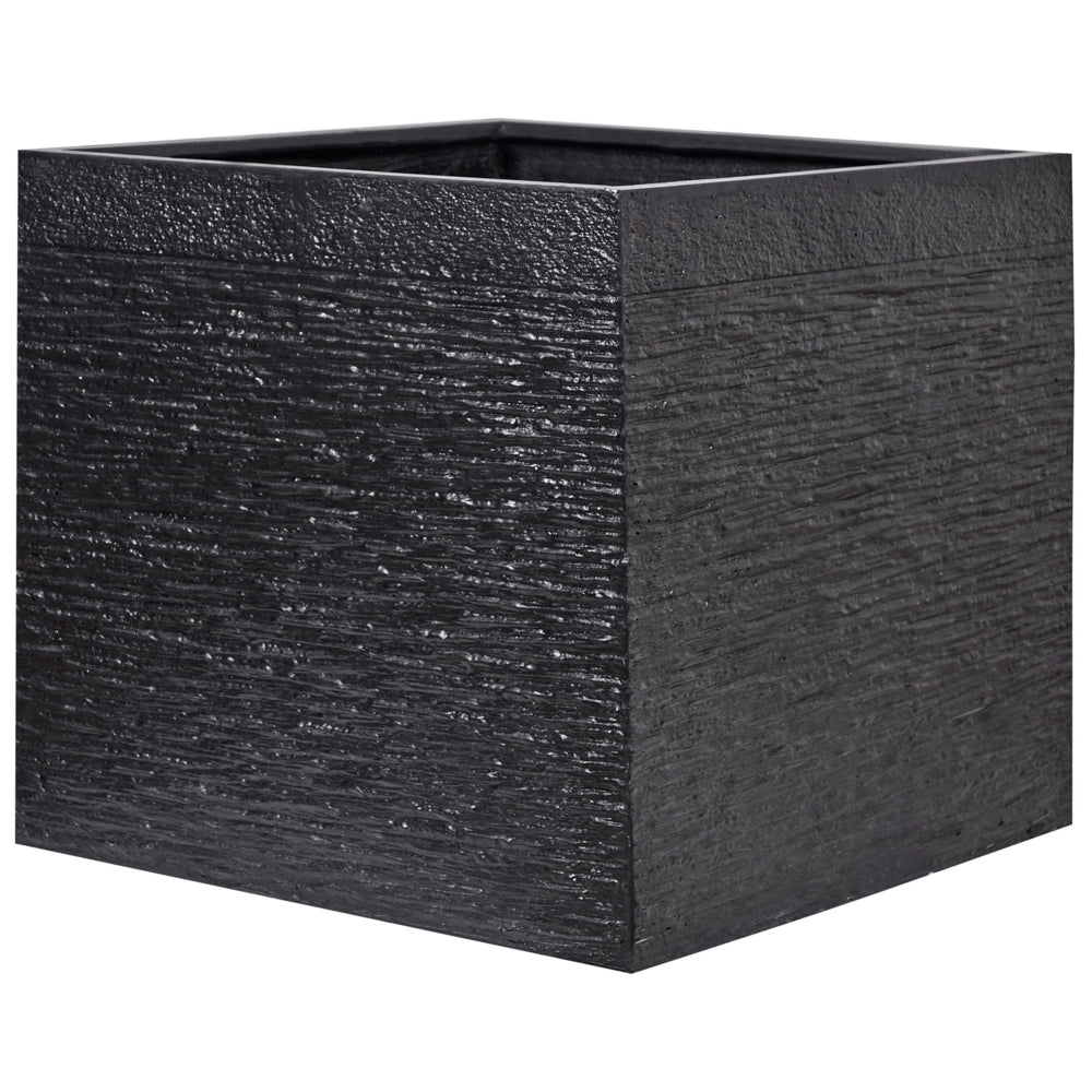 Vaso per piante fioriera in fibra nera solida quadrata 50 x 48 cm resistente ai raggi UV