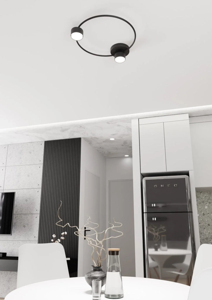 Plafoniera Moderna Zeus Acciaio Nero 2 Luci Gx53 Ip20
