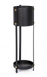Portapiante Rotondo Ø20x66 cm in Acciaio Nero