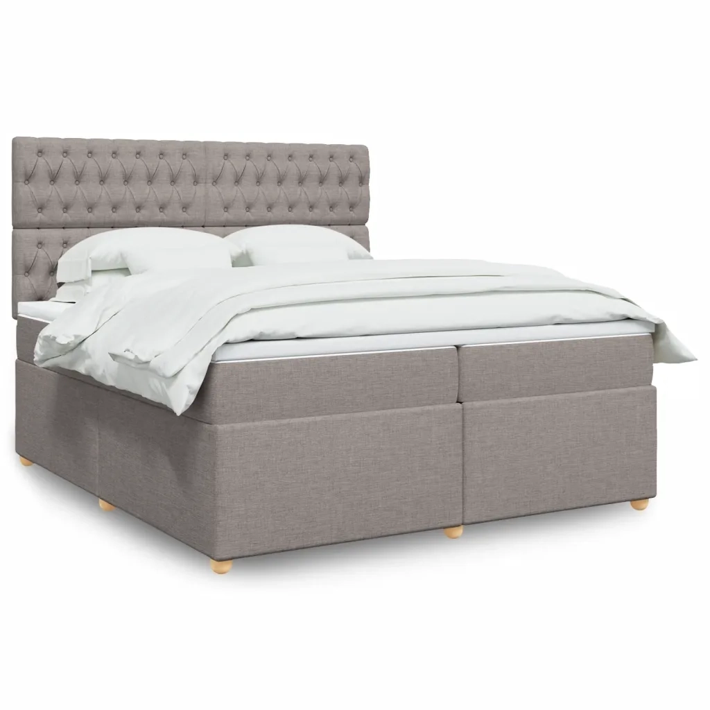 vidaXL Giroletto a Molle con Materasso Tortora 200x200 cm in Tessuto