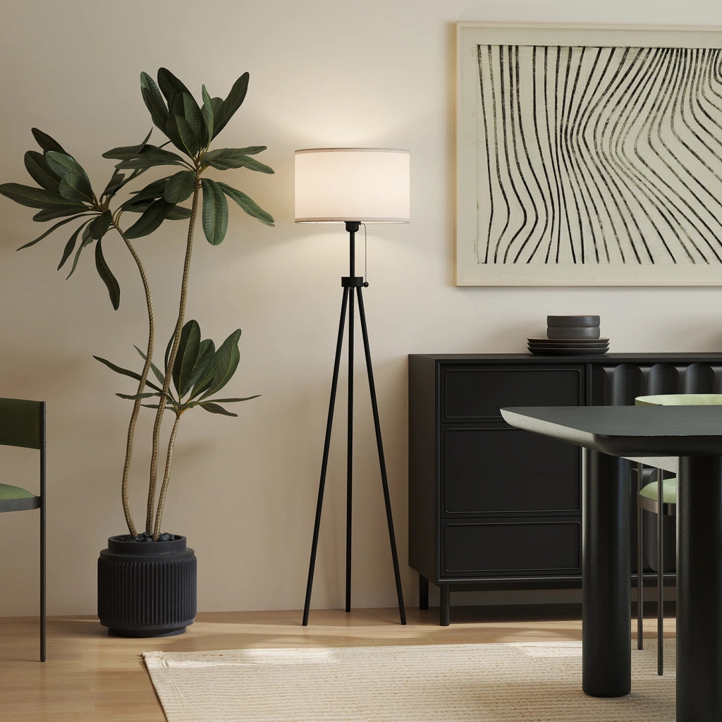Lampada da Terra a Treppiede ¨C zephmum ¨C Metallo e Tela ?37x152 cm