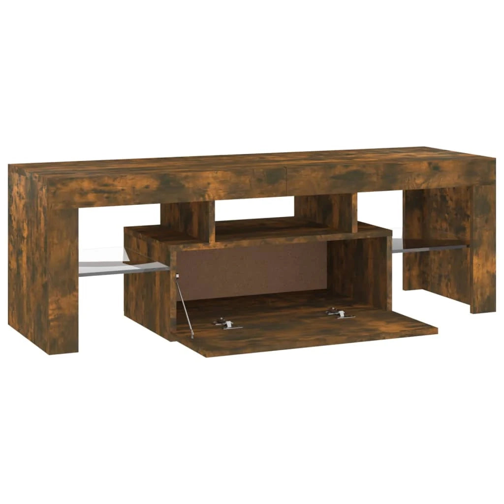 Mobile TV multimediale scaffale TV credenza mobile TV per sala da pranzo soggiorno camera da letto con luci a LED rovere affumicato 120 x 35 x 40 cm marrone 02_0026717