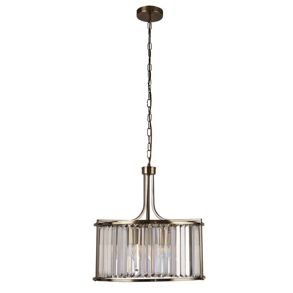 Lampadario Tondo Contemporaneo Victoria Acciaio Adjustable Vetro 5 Luci E27