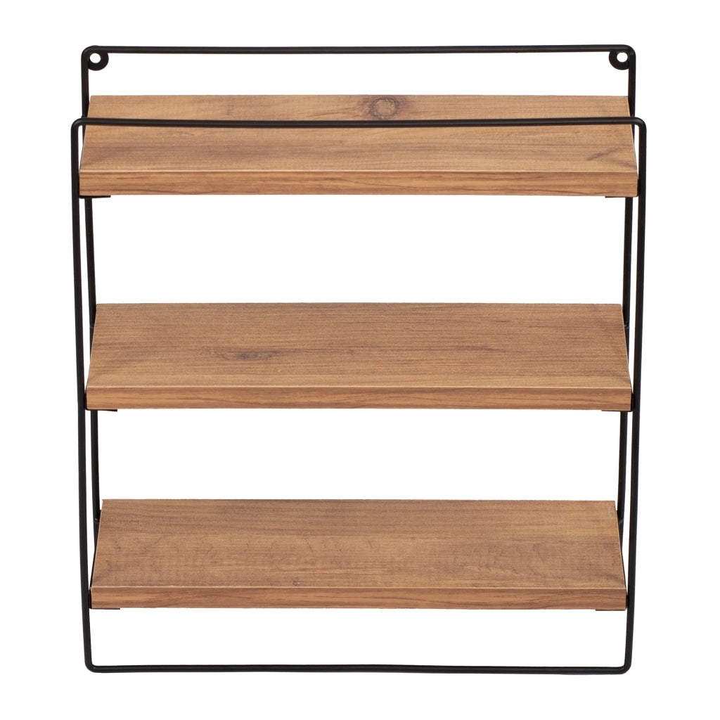 Mensola da parete Skovbo a 3 ripiani 43 x 37,5 x 11 cm effetto legno nero 03_0007049