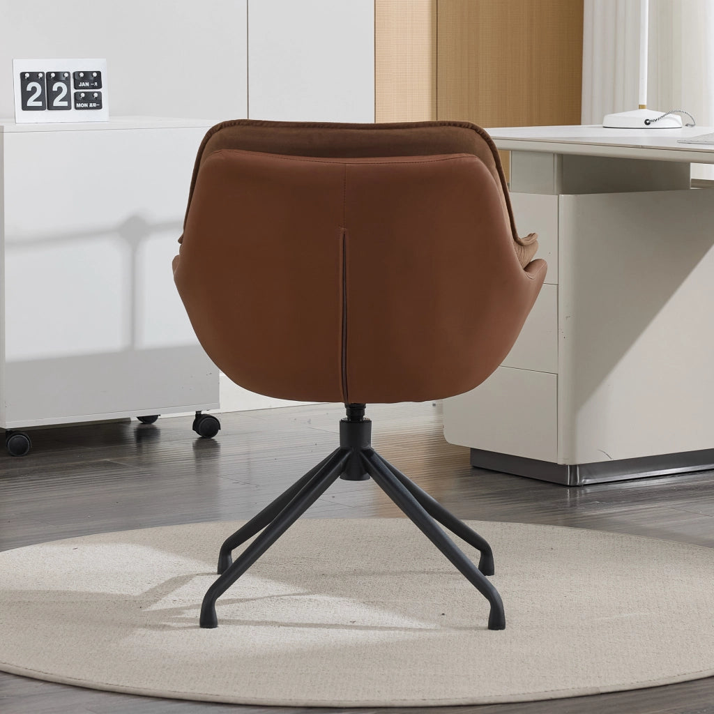 Poltrona girevole in pelle sintetica ergonomica con rotazione 360 gradi per camera da letto marrone 69 × 65 × 46 cm