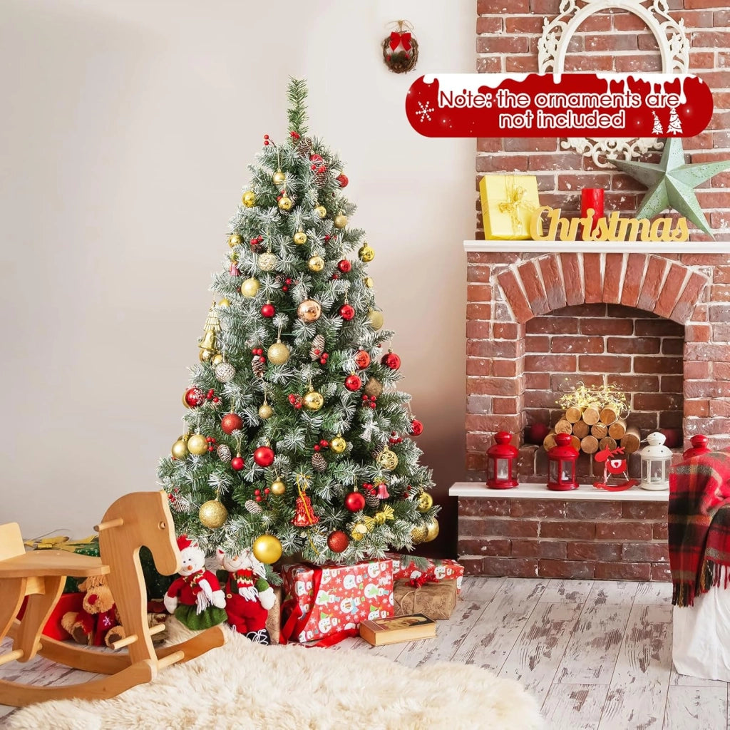 Albero di Natale Artificiale 150/195 cm, Albero di Natale con Luci LED e 8 Modalità di Illuminazione, Christmas Tree con Pigne e Bacche Rosse, Supporto in Metallo, per Casa, Negozio (S)