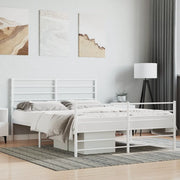 Giroletto con Testiera e Pediera-Struttura Letto Metallo Bianco 120x200 cm 672395