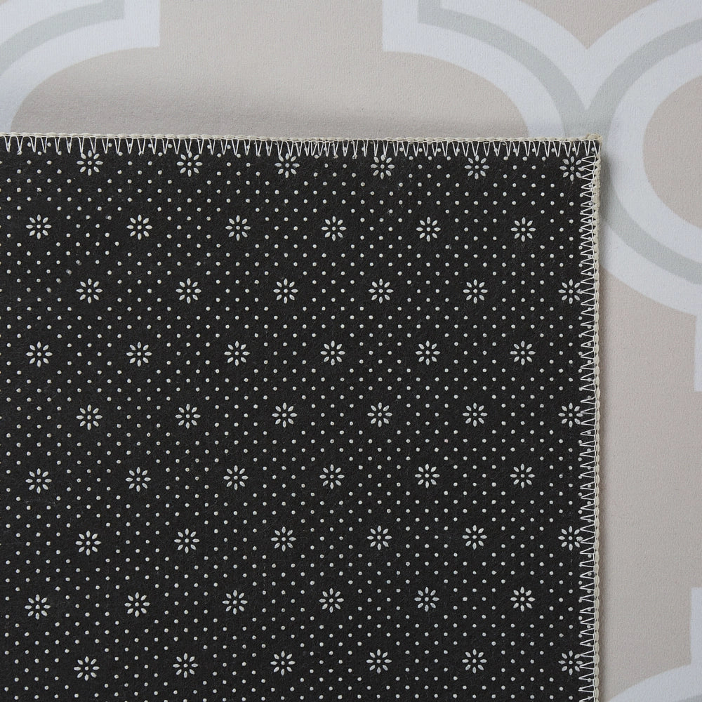 Tappeto passatoia beige poliestere 80 x 300 cm orientale quadrifoglio motivo soggiorno camera da letto decorazioni