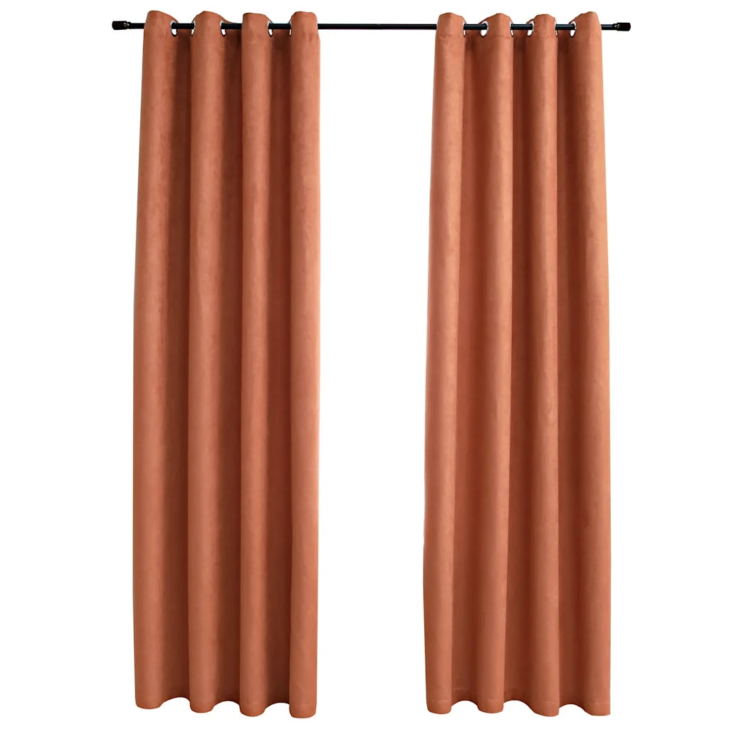 Tende Oscuranti | Tende Blackout con Anelli in Metallo 2 pz Ruggine 140x175 cm