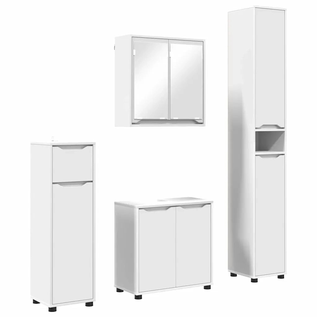Set di mobili per il bagno 4 pcs Bianco Legno multistrato