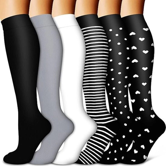 Compressi in rame per uomo e donna (6 paia) - Sostegno ottimale per cura, corsa, camminata e recupero (L-XL)