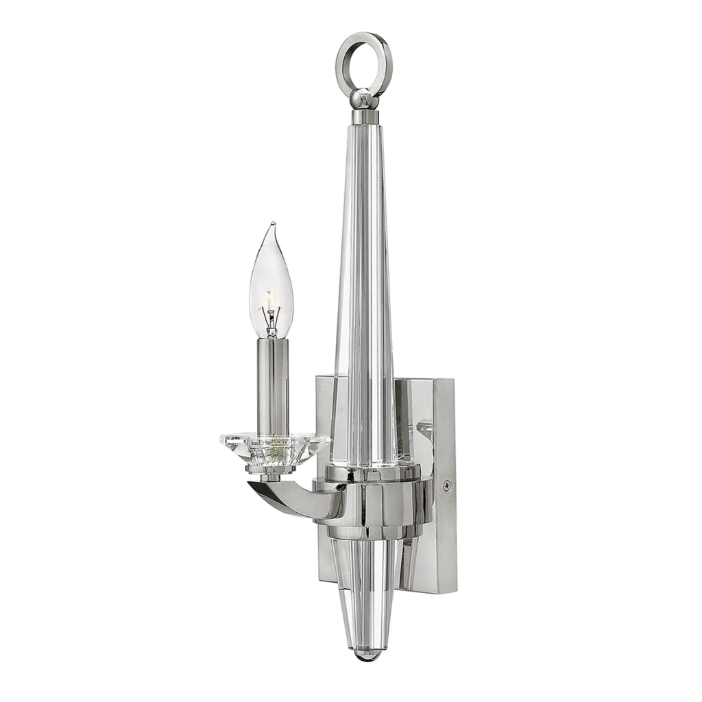 Applique Industrial Nordico Ascher Acciaio Nichel Lucido Cristallo 1 Luce E14