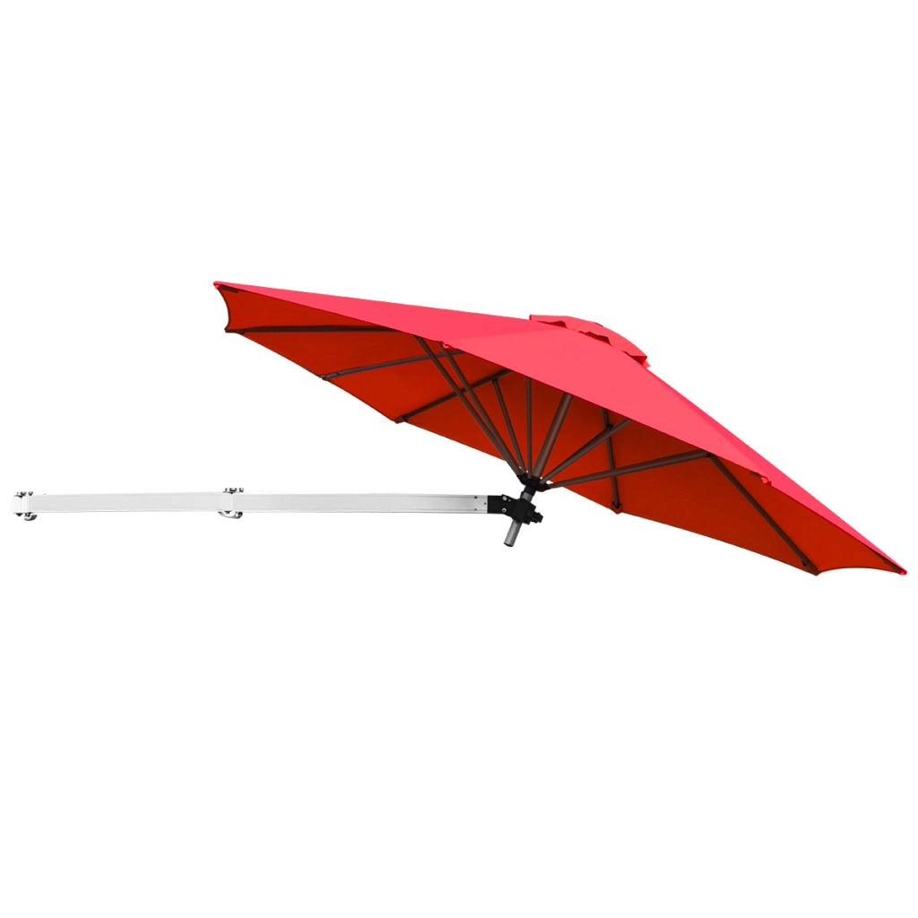 Ombrellone da muro per giardino inclinabile con asta regolabile, Ombrellone decentrato da parete 244cm Rosso-Ombrelloni